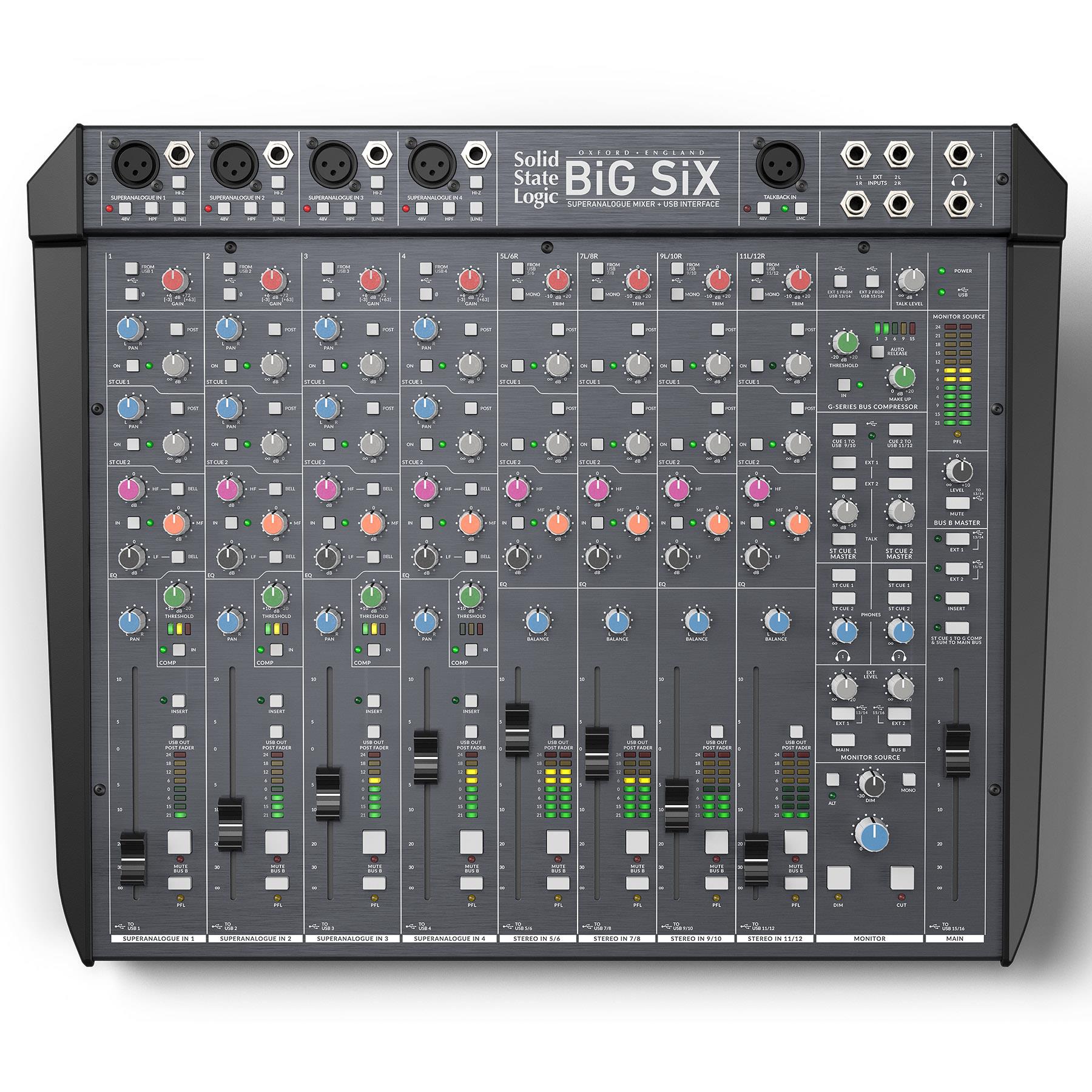 SSL BiG SiX Desktop Mixer & Audio Interface Studio Console Solid - Pixel Pro