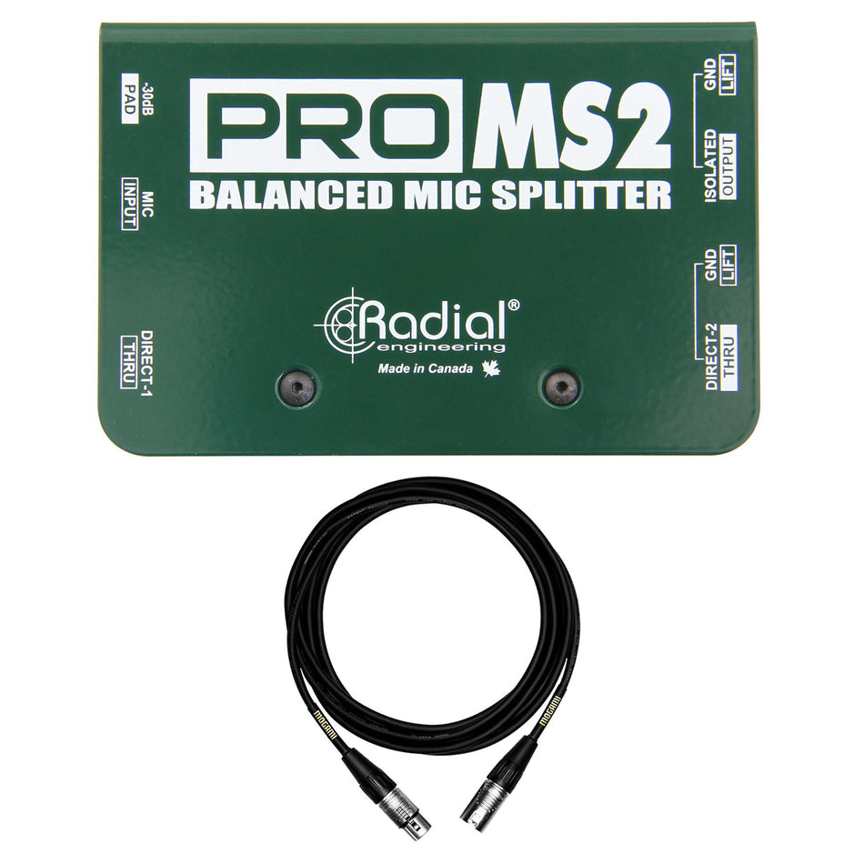 Radial Engineering ProMS2 Passive Microphone Splitter Bundle with Mogami XLR Cable