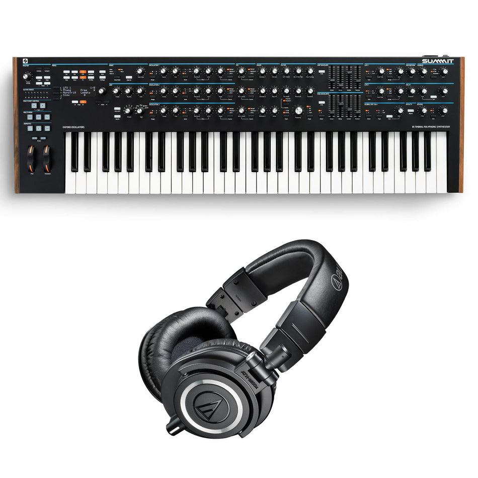 Novation Summit Synthesizer Bundle with Audio-Technica ATH-M50x Black Studio Headphones (2 Items)