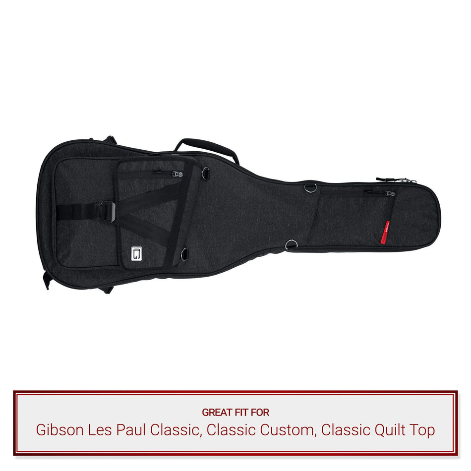 Black Gator Case fits Gibson Les Paul Classic, Classic Custom, Classic Quilt Top
