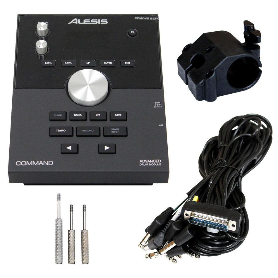 Alesis Command Mesh Kit Drum Module w/ Clamp, Cable Snake, Screw Set Bundle