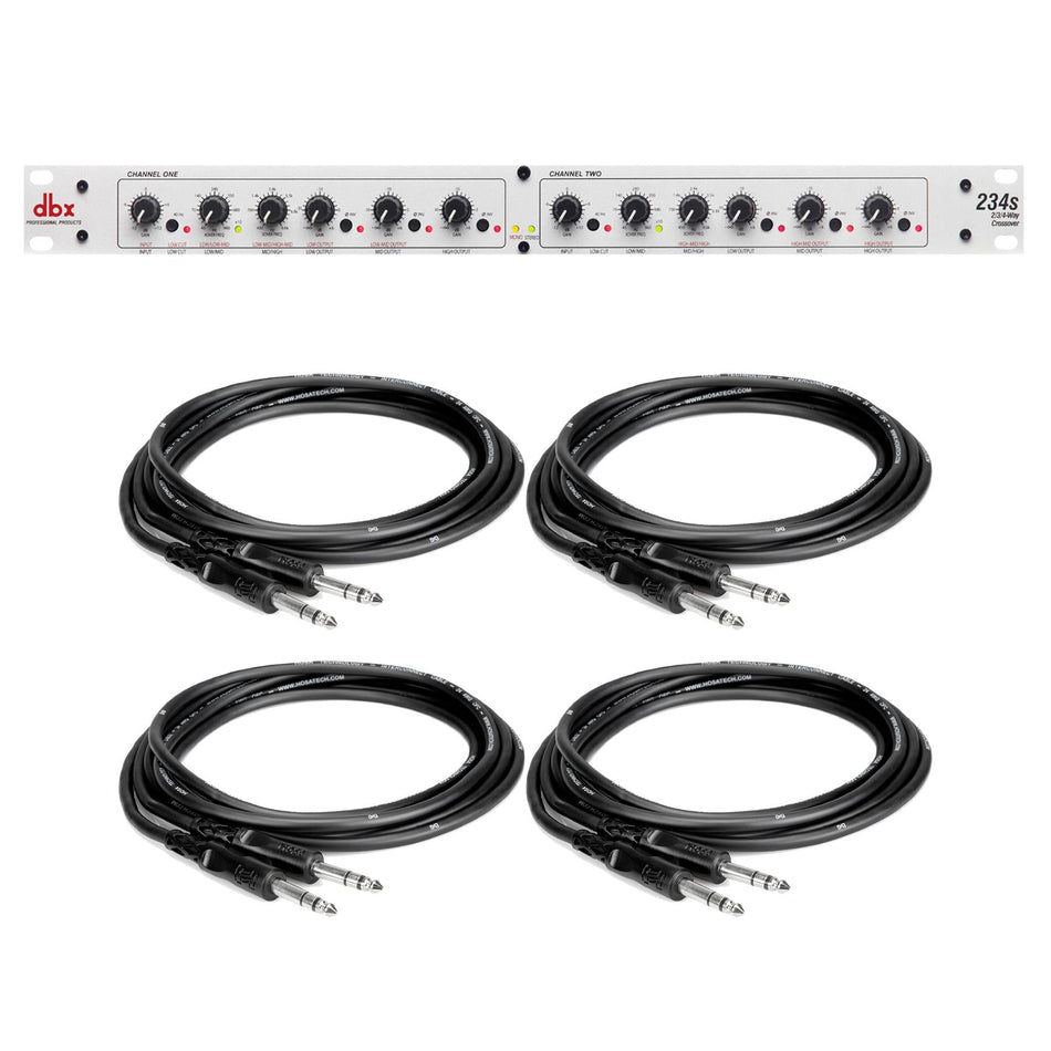 dbx 234s 2/3/4-Way Crossover Bundle with 4 10-foot Hosa Balanced TRS Cables
