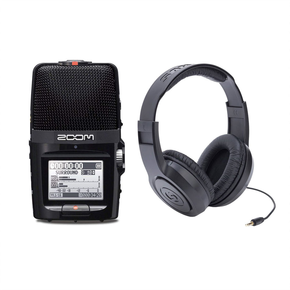 Zoom H2n Recorder Bundle with Samson SR350 Headphones H2n Digital Handheld