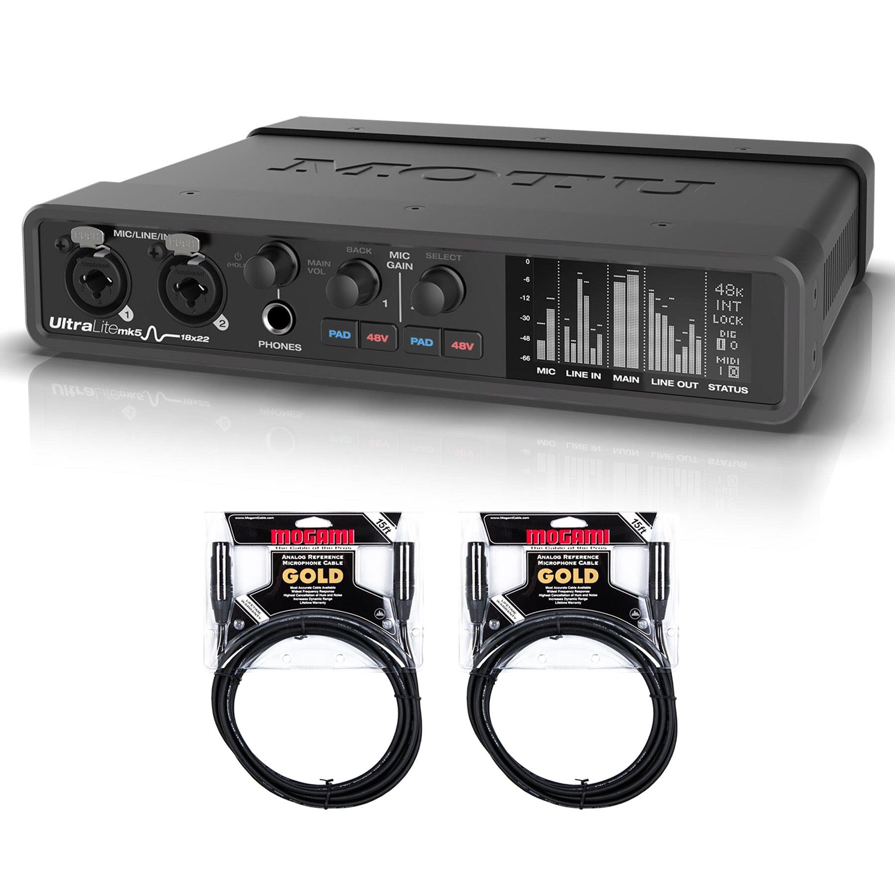 MOTU UltraLite-mk5 USB Audio Interface Bundle with Mogami Gold