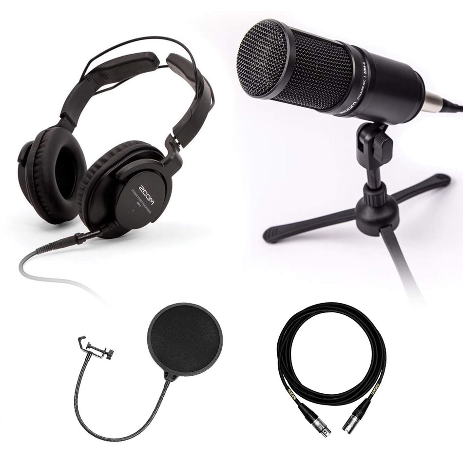 Zoom ZDM-1 Podcast Mic Pack Bundle with Pop Filter & Mogami Core Plus XLR Cable