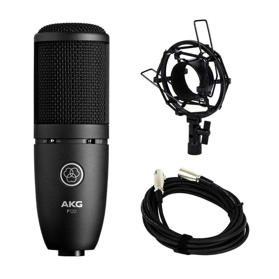 AKG P120 Microphone w/ Bonus Shock Mount & 20' XLR Cable Bundle