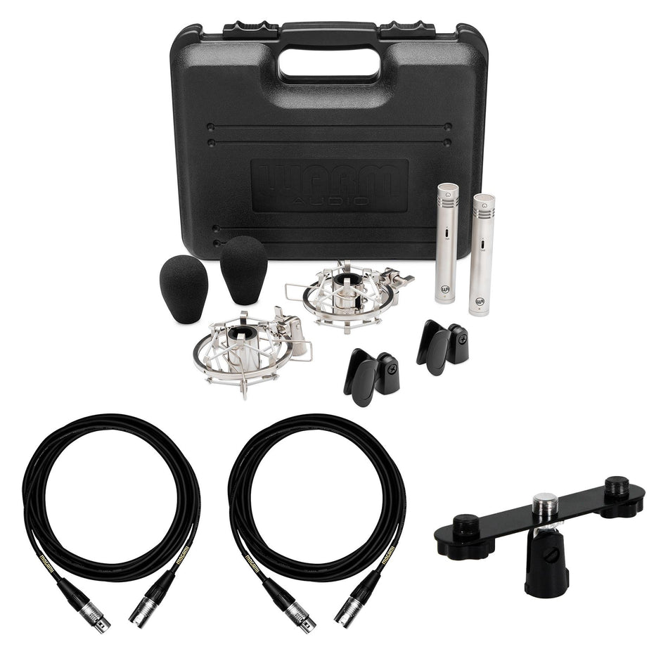 Warm Audio WA-84 Nickel Microphone Stereo Pair Bundle with T-Bar & Mogami Cables