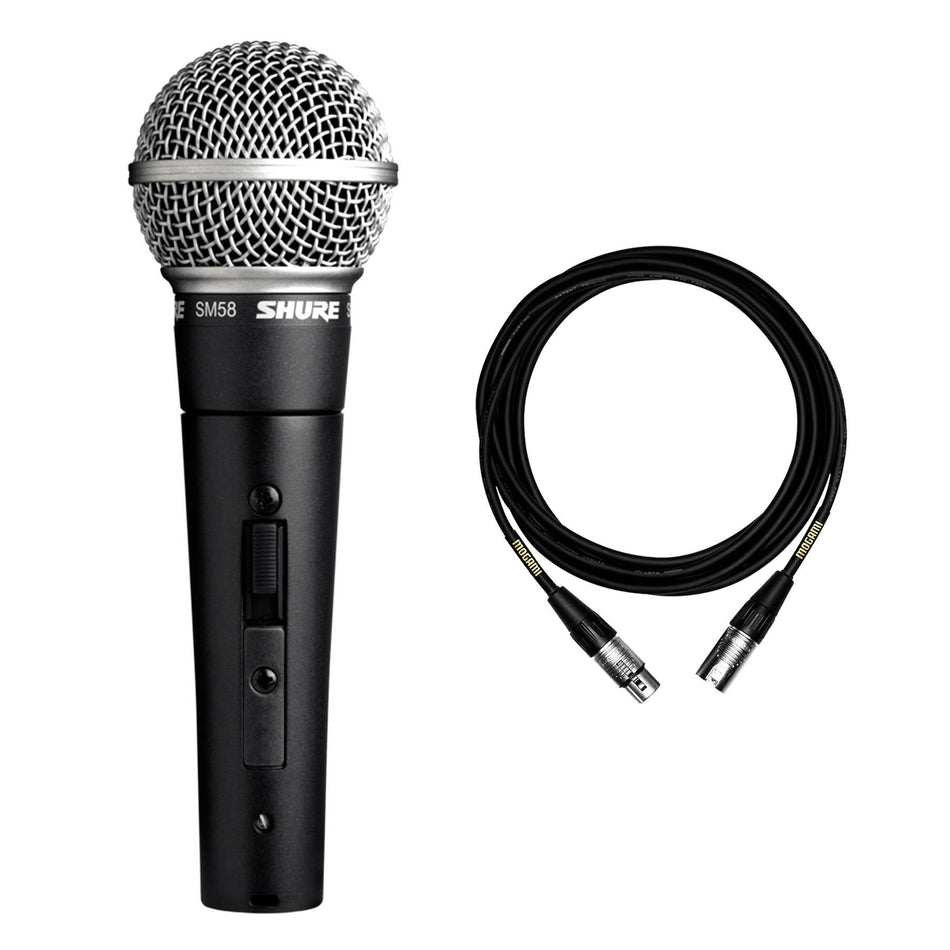 Shure SM58S Vocal Microphone with On/Off Switch Bundle with XLR Mogami Cable
