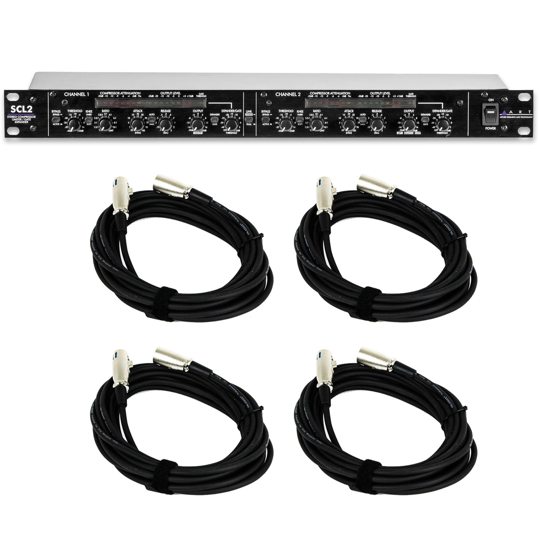 ART SCL2 Stereo Compressor/Limiter/Gate Bundle with 4 XLR Cables
