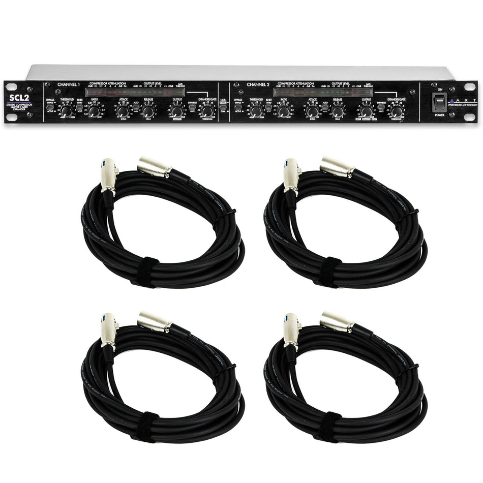 ART SCL2 Stereo Compressor/Limiter/Gate w/ 4 XLR Cables Bundle