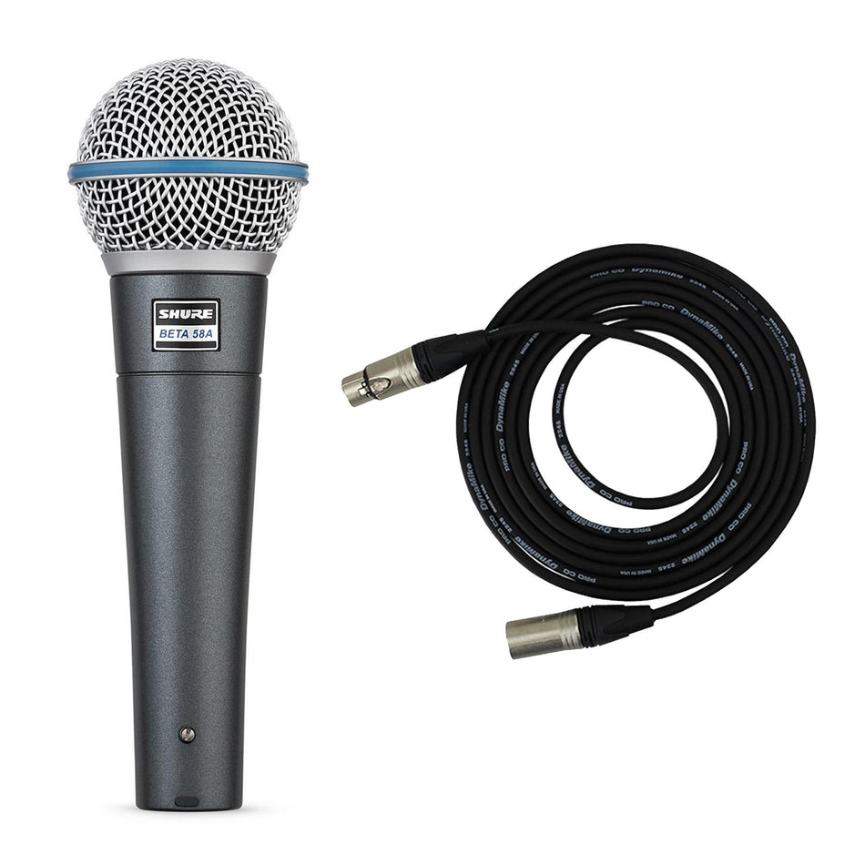 Shure Beta 58A Dynamic Microphone Bundle with Pro Co XLR Cable
