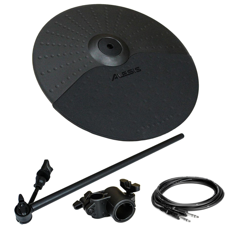 Alesis 10" Cymbal with Choke w/ Long Support Arm, Clamp, Cable Bundle