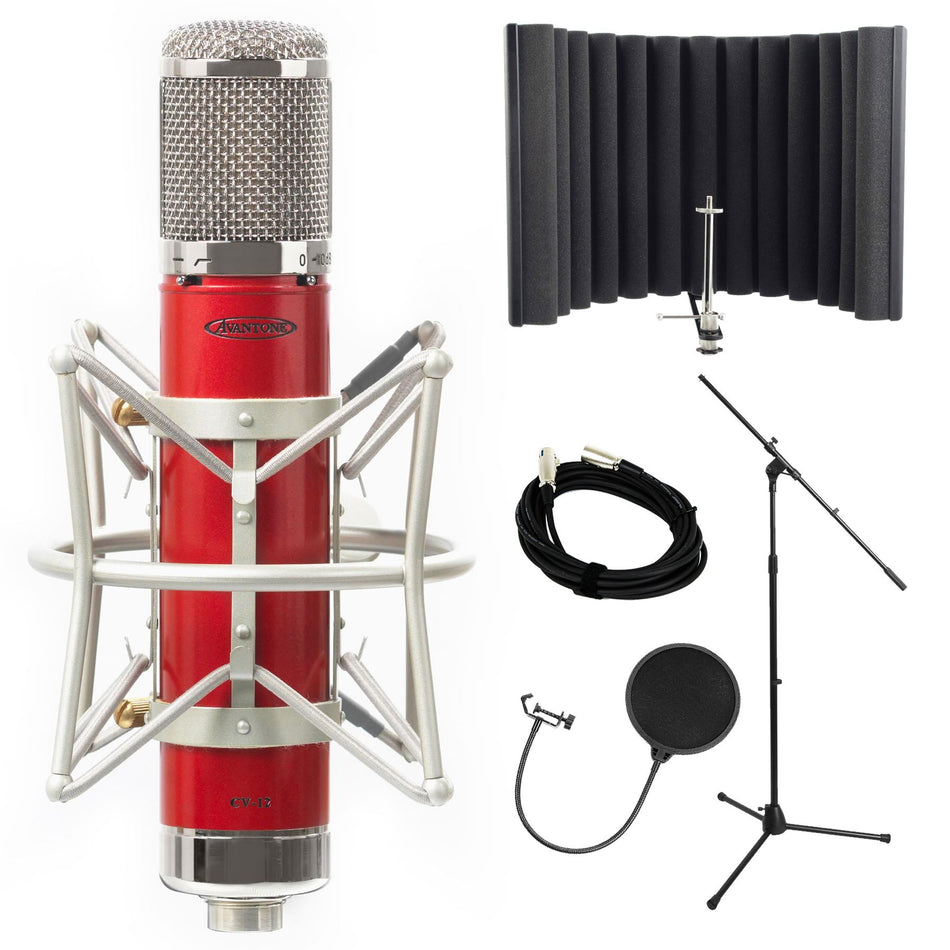 Avantone CV12 Studio Microphone Bundle with RF-X, Cable, Pop Filter, Stand
