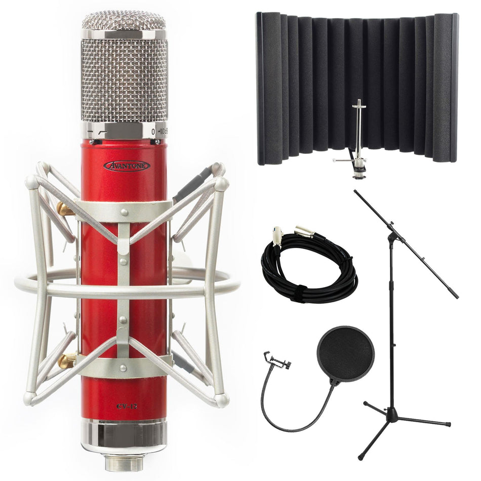 Avantone CV12 Tube Microphone Bundle with RF-X, Cable, Pop Filter, Stand