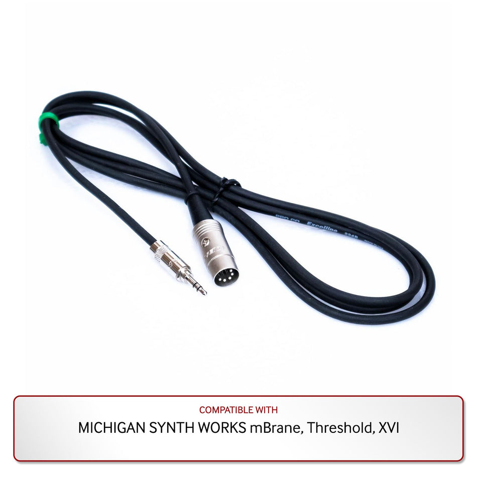 RapcoHorizon 6-Foot MIDI to 1/8" TRS (Type-A) Cable for MICHIGAN SYNTH WORKS mBrane, Threshold, XVI