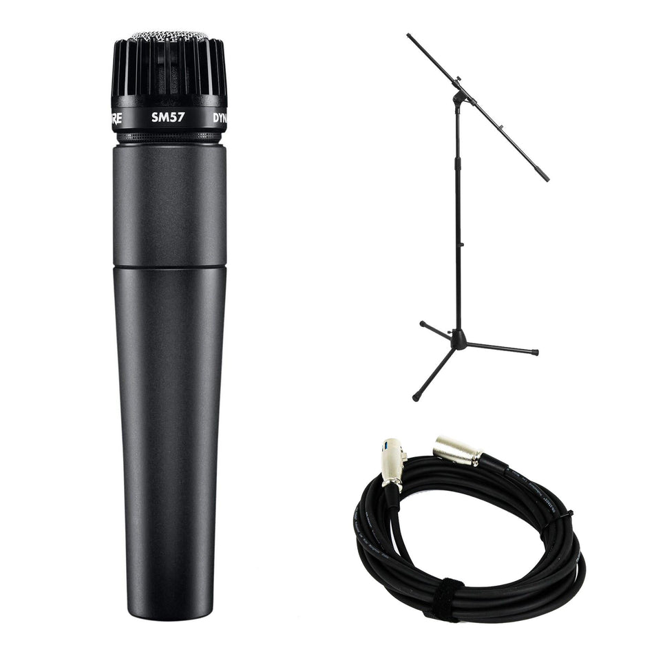 Shure SM57 Microphone w/ 20-foot XLR Cable & Stand Bundle