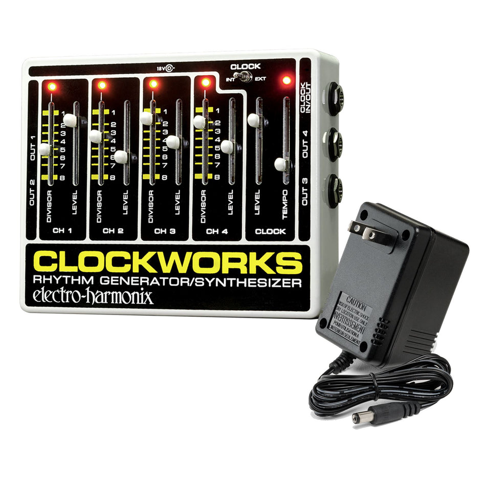 Electro-Harmonix Clockworks Rhythm Generator/Synthesizer Effects Pedal w/ PSU
