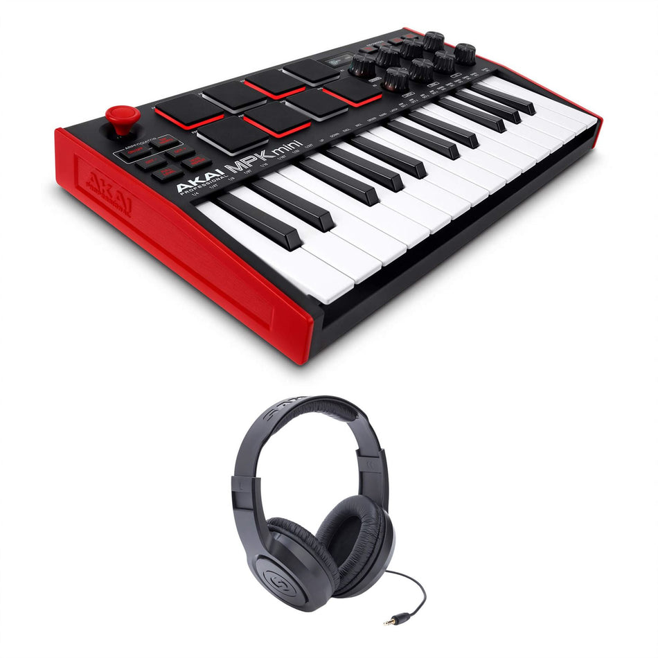 Akai MPK Mini MK3 Keyboard Bundle with Samson SR350 Studio Headphones