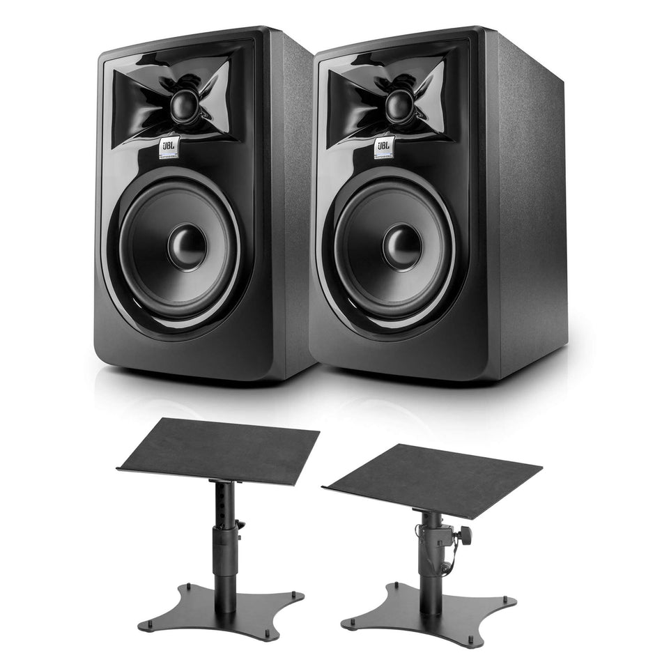 JBL 305P Studio Monitor Pair Bundle with On-Stage SMS4500P Monitor Stands