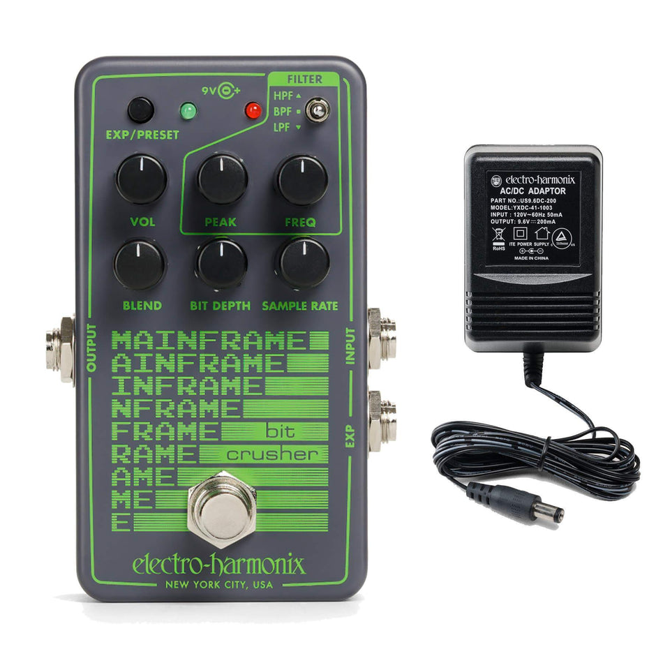 Electro-Harmonix Mainframe Bit Crusher Guitar Effects Pedal with Power Supply