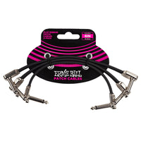 Ernie Ball 6221 3-Pack Black 6" Flat Ribbon 1/4" TS Low Profile Patch Cables
