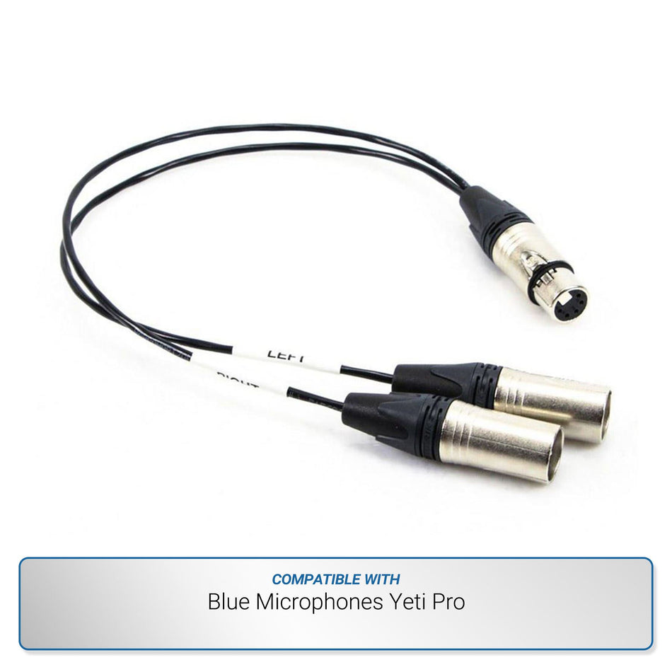RRapcoHorizon 1-Foot 5-Pin XLR to Stereo 3-Pin XLR Y-Cable compatible with Blue Yeti Pro Microphone