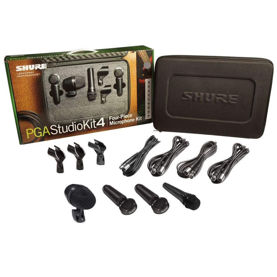 Shure PGASTUDIOKIT4 Drum Microphone Kit with Cables 4-Piece Set PGA Studio Kit 4
