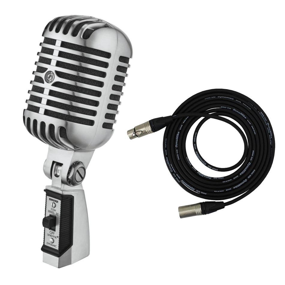 Shure 55SH Series II Dynamic Vocal Microphone Bundle with Pro Co XLR Cable