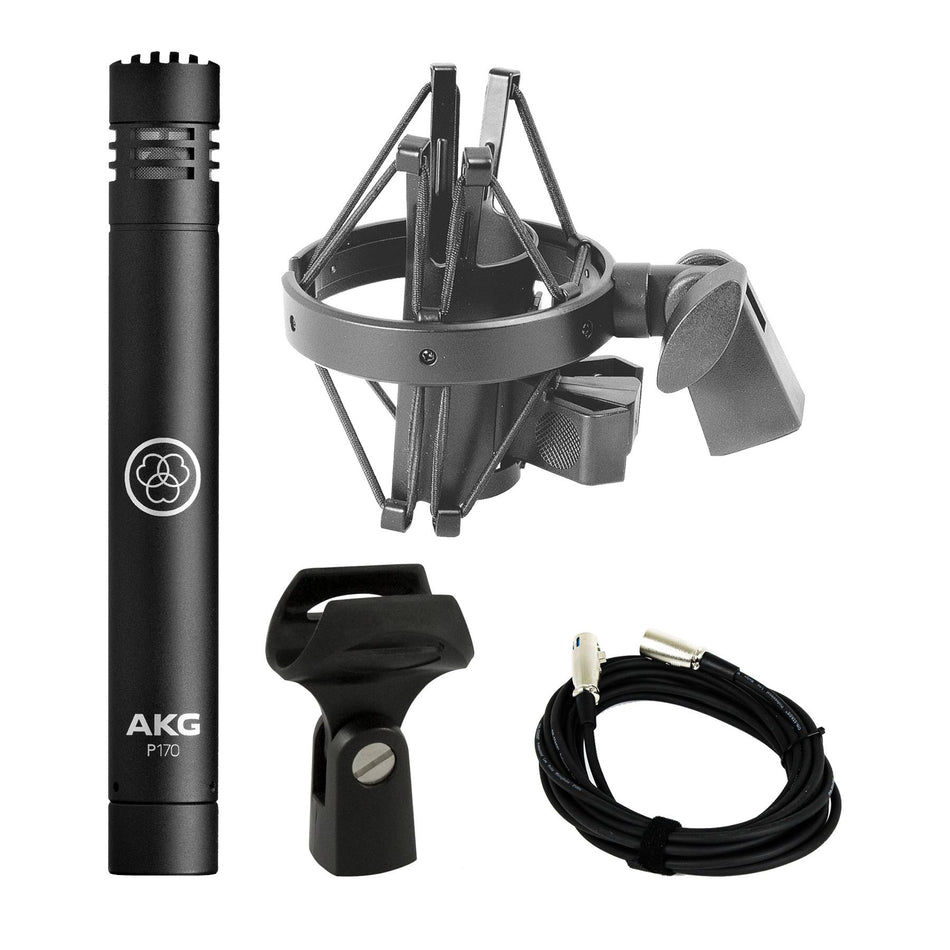 AKG P170 Microphone w/ Bonus SDC Shock Mount & 20' XLR Cable Bundle