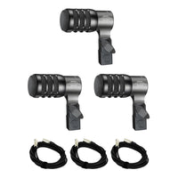 Audio-Technica ATM230PK Microphone Three Pack Bundle with Mounts & Mic Cables