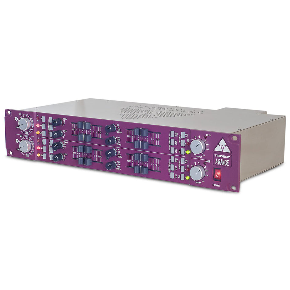 Trident Audio A-Range Dual-Channel Mic/Line Preamp and 4-Band EQ Discrete Preamplifier MicPre Equalizer Stereo 2-Channel