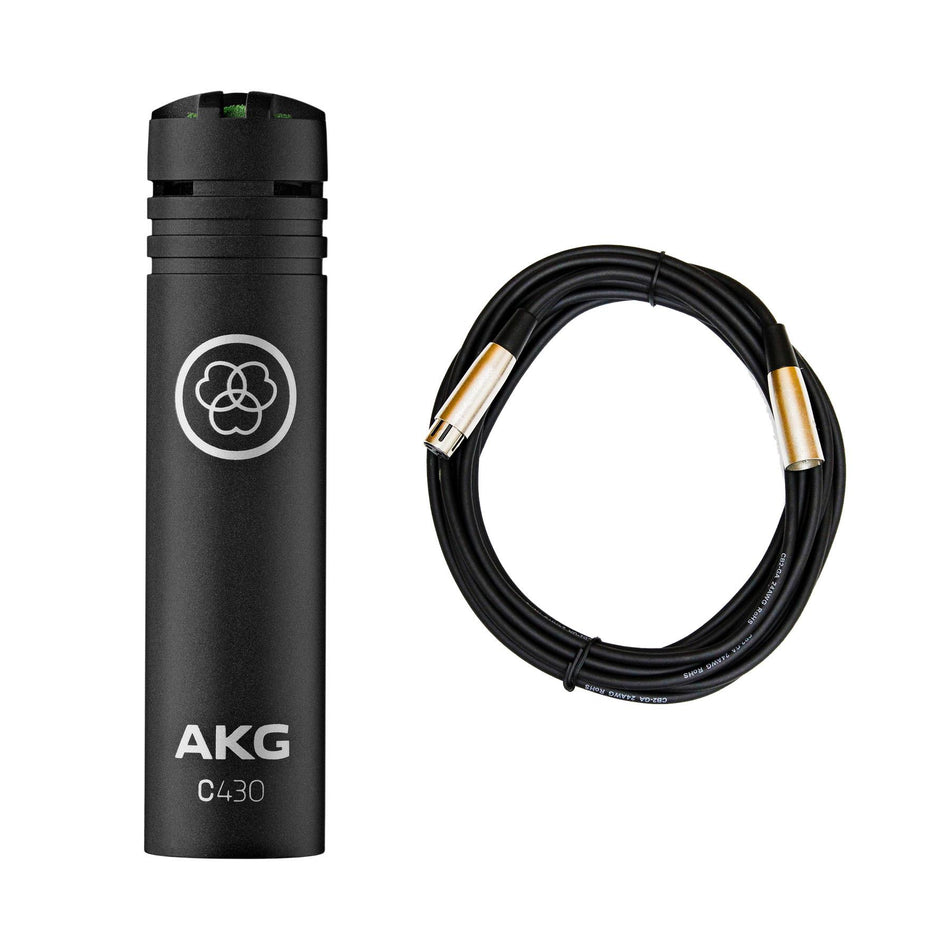 AKG C430 Overhead Miniature Condenser Microphone w/ XLR Cable Bundle