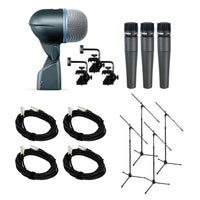Shure DMK57-52 Drum Microphone Kit Bundle with XLR Cables & Stands