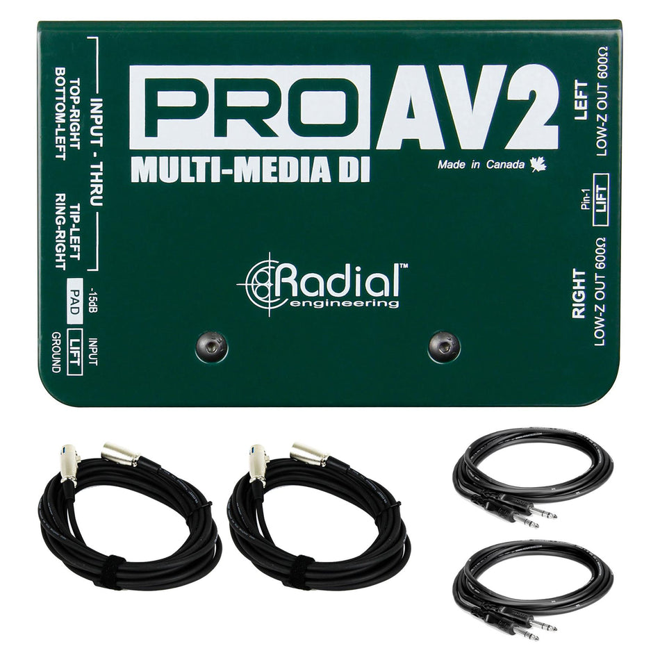 Radial Engineering ProAV2 w/ 2 XLR & 2 TRS Cables Bundle