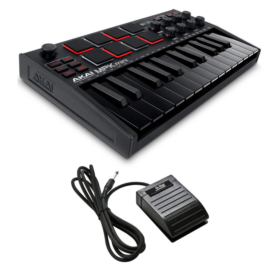 Akai MPK Mini MK3 Black SE Keyboard Bundle with Sustain Pedal