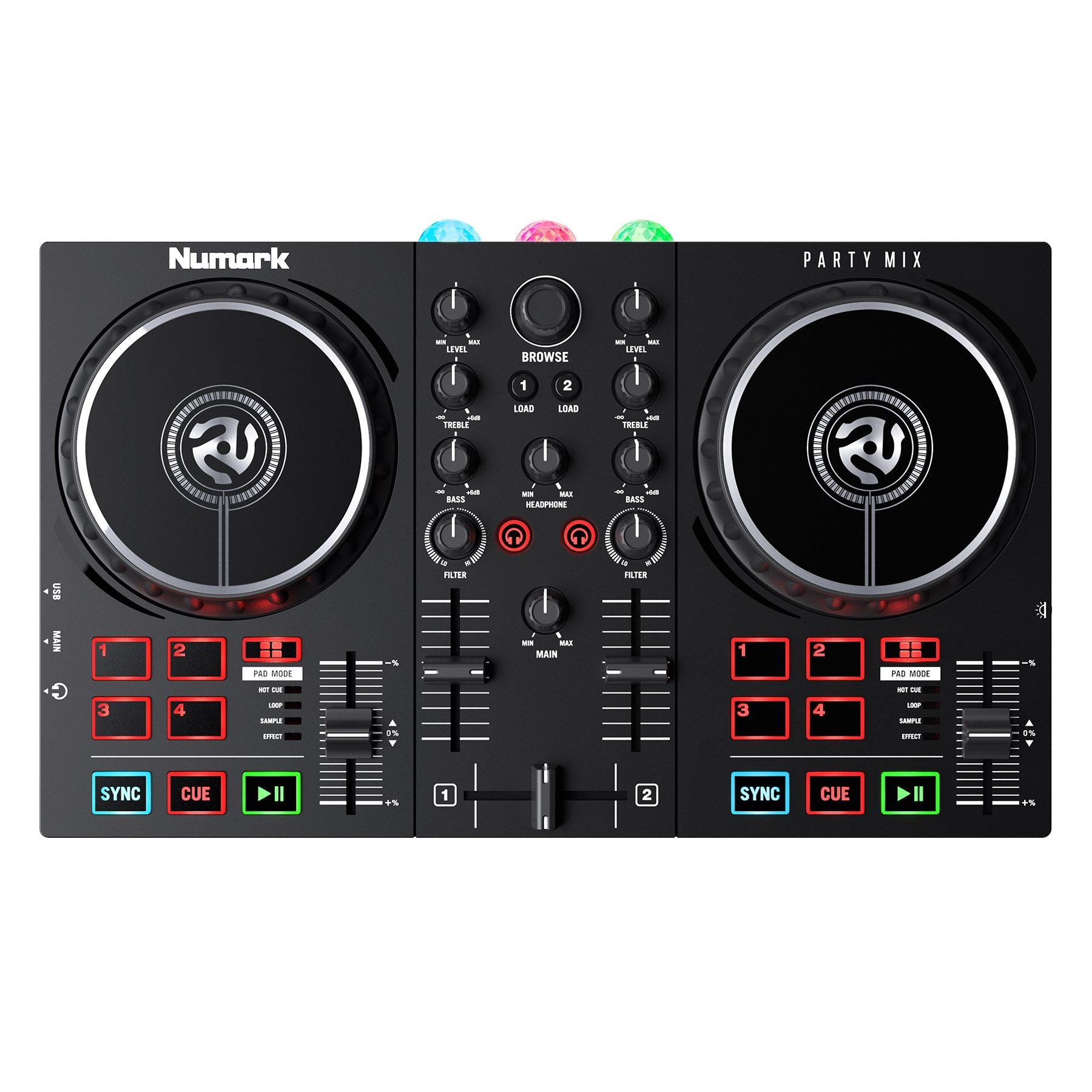 Numark Party Mix II DJ Controller with Built-In Light Show – Pixel