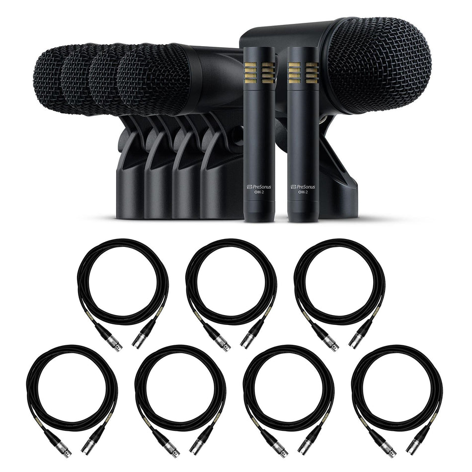PreSonus DM-7 Set 7-Piece Drum Microphone Kit Bundle with 7 Mogami XLR Cables