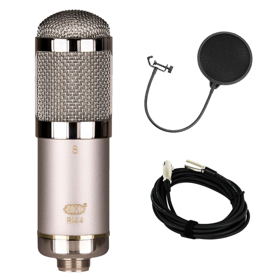 MXL R144 HE Microphone w/ 20-foot XLR Cable & Pop Filter Bundle