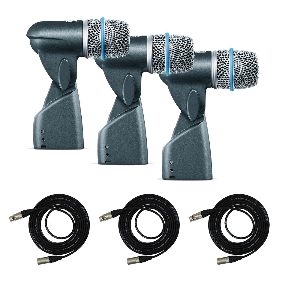 Shure Beta 56A ToBundle withSnare Mirophone 3-Pack w/ Pro Co EXMN-15 XLR Cables