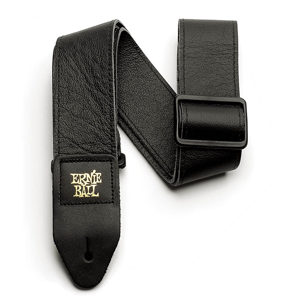 Ernie Ball 4134 Black Tri-Glide Italian Leather Adustable 2" Wide Guitar or Bass Strap