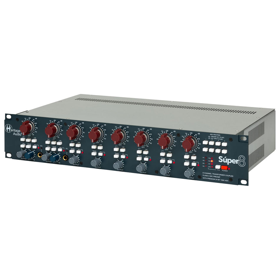 Heritage Audio Super 8 8 Channel Transformer Coupled Class A Mic Preamp With Premium 24 Bit 192k ADC