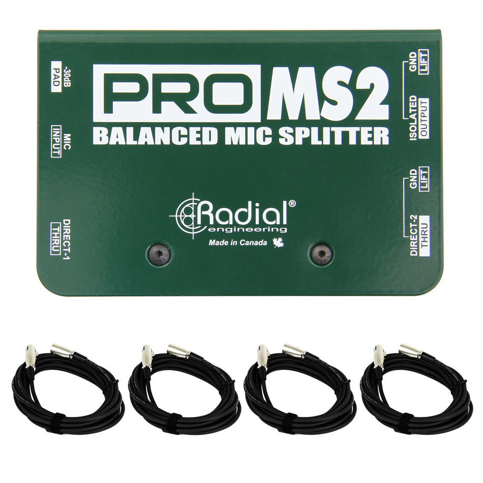 Radial Engineering ProMS2 w/ 4 XLR Cables Bundle