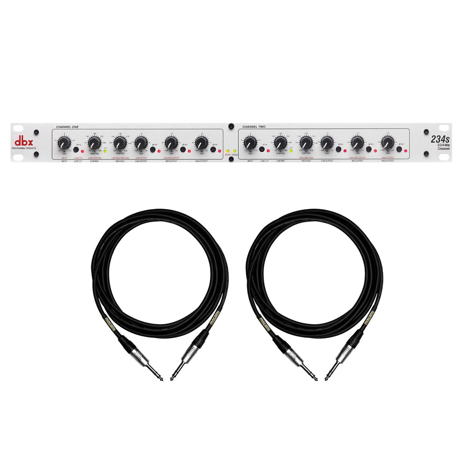 dbx 234s 2/3/4-Way Crossover Bundle with 2 5-foot Mogami TRS Cables