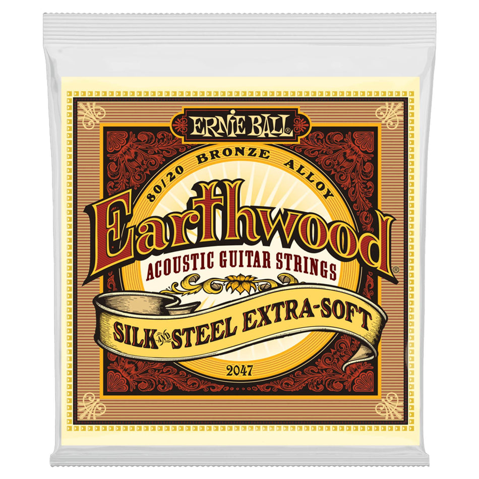 Ernie Ball 2047 Silk and Steel Extra Soft Earthwood 80/20 Bronze Acoustic Guitar Strings (10-50 Gauge)