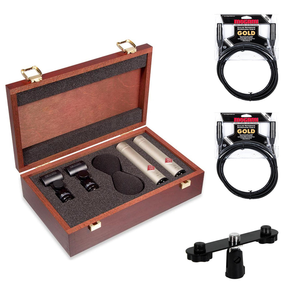 Neumann SKM-184 Stereo Pair w/ T-Bar & 2 15-foot XLR Mogami Gold Cables Bundle