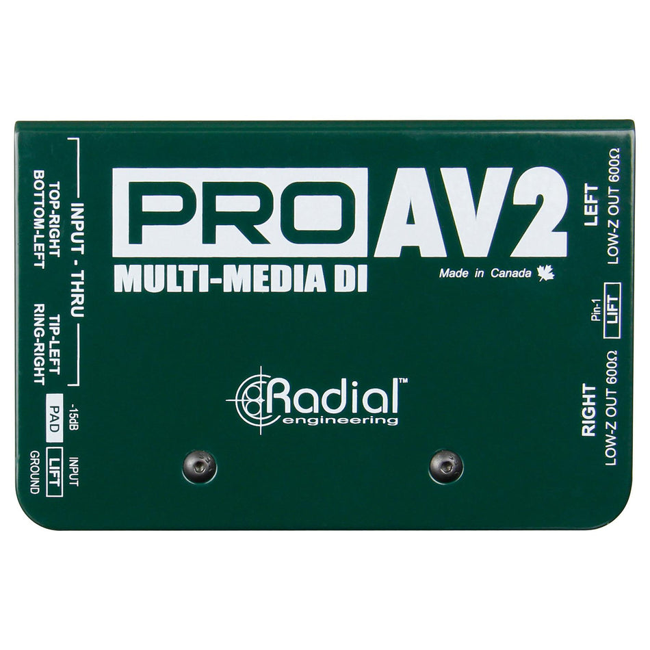 Radial Engineering ProAV2 Multimedia Direct Box - Pro AV 2 Stereo DI