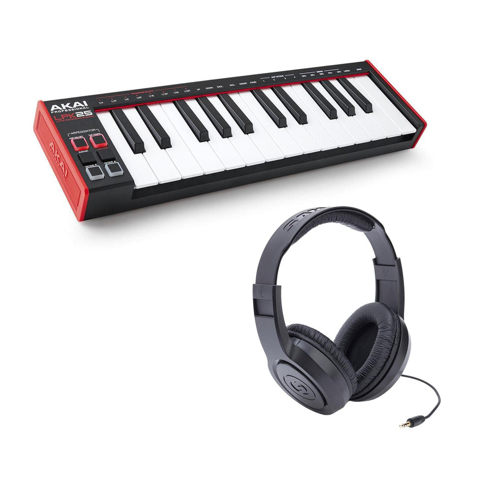 Akai LPK25 MK2 Bundle with Samson SR350 Headphones