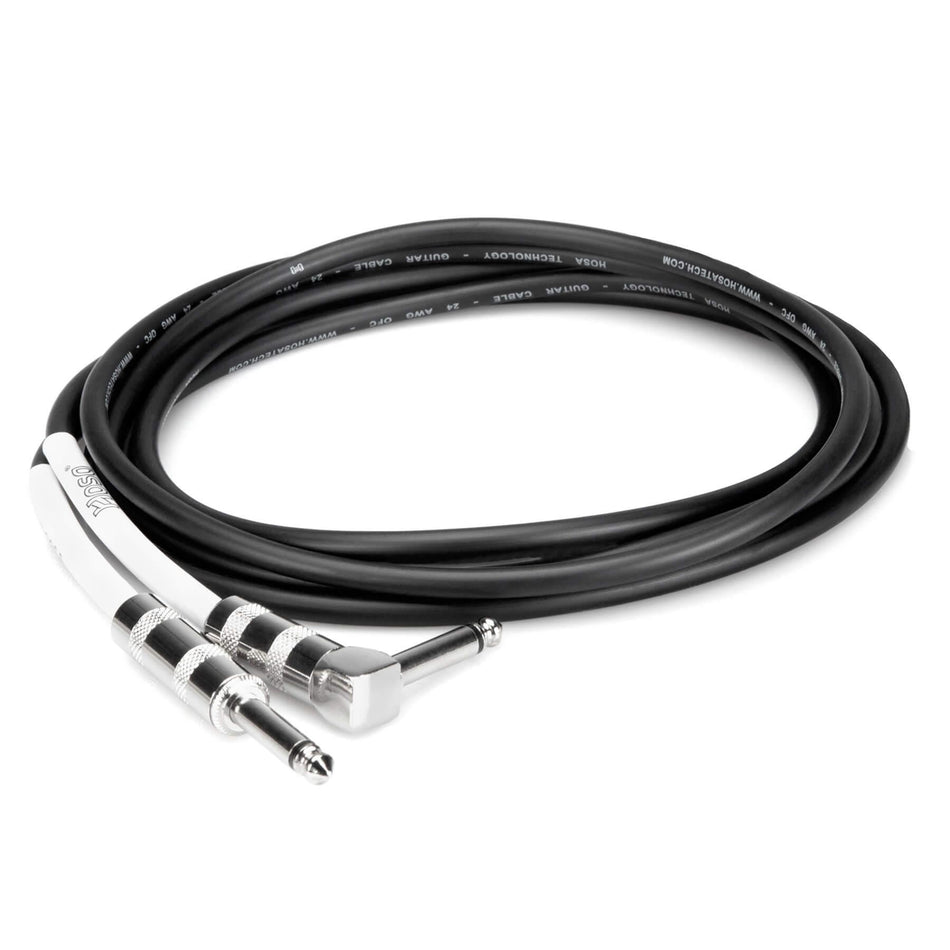 Hosa GTR-210R 10-foot 1/4" TS Straight to Right-Angle Instrument Cable