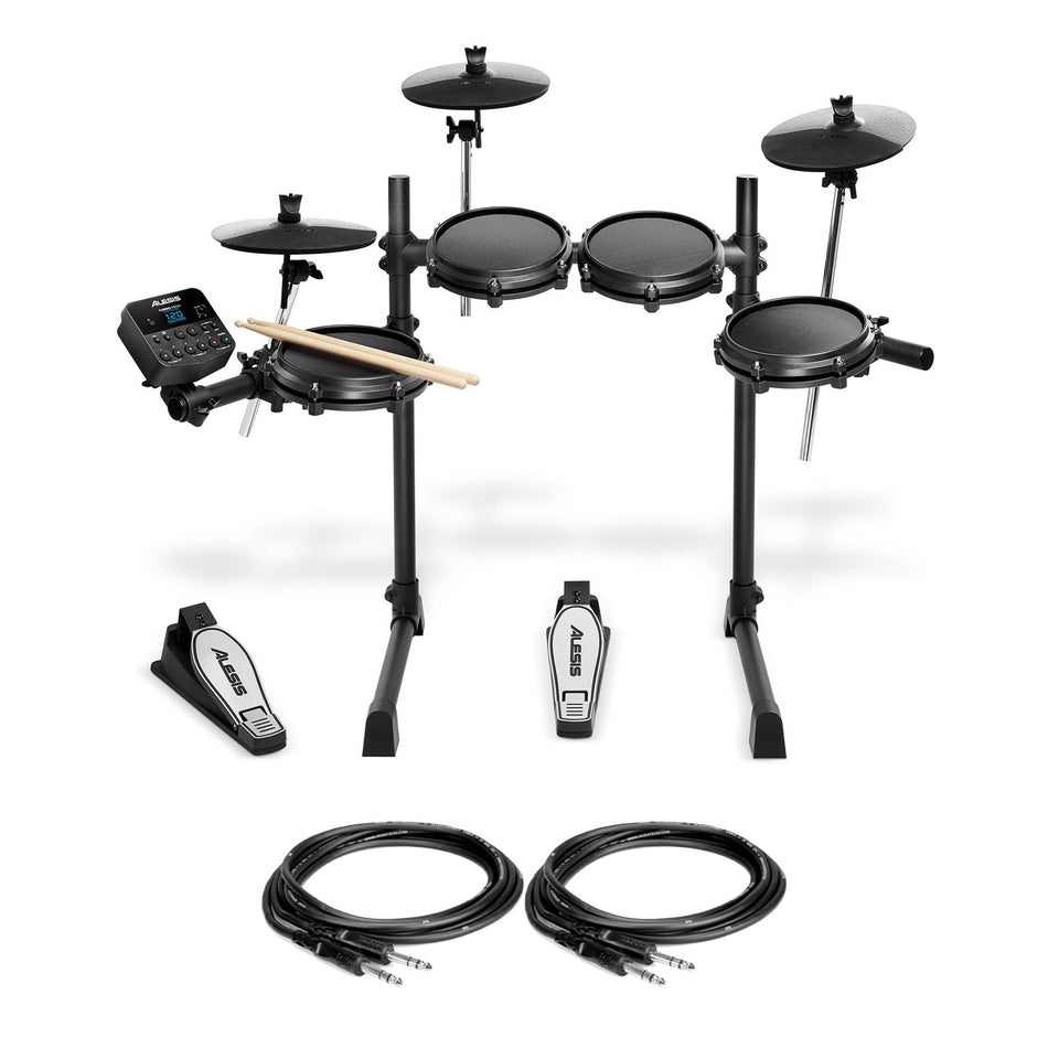Alesis Turbo Mesh Kit Electronic Drum Set Bundle with 2 Hosa Balanced TRS Cables