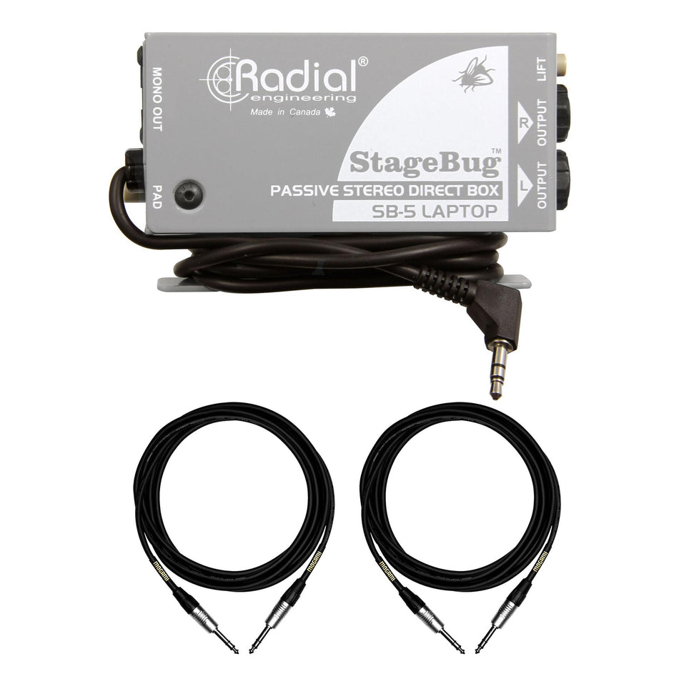 Radial Engineering SB-5 w/ 2 Premium Mogami TRS 1/4" Cables Bundle